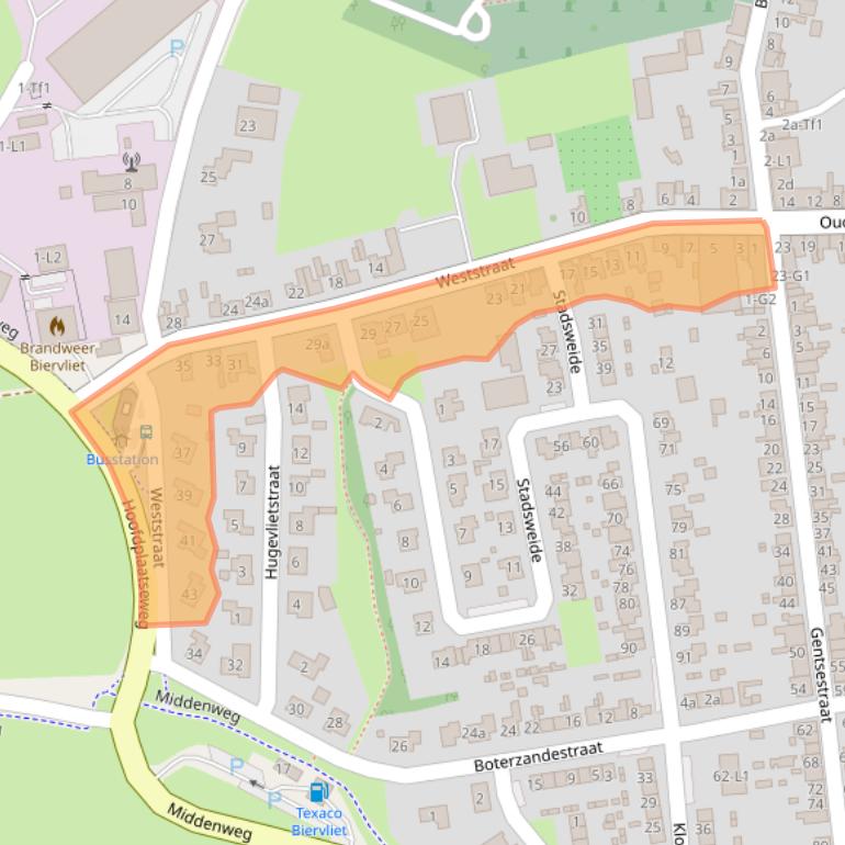 Kaart van postcodegebied 4521AW.
