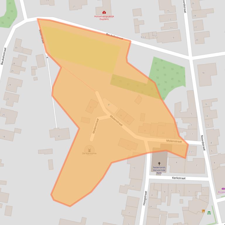 Kaart van postcodegebied 4521BL.