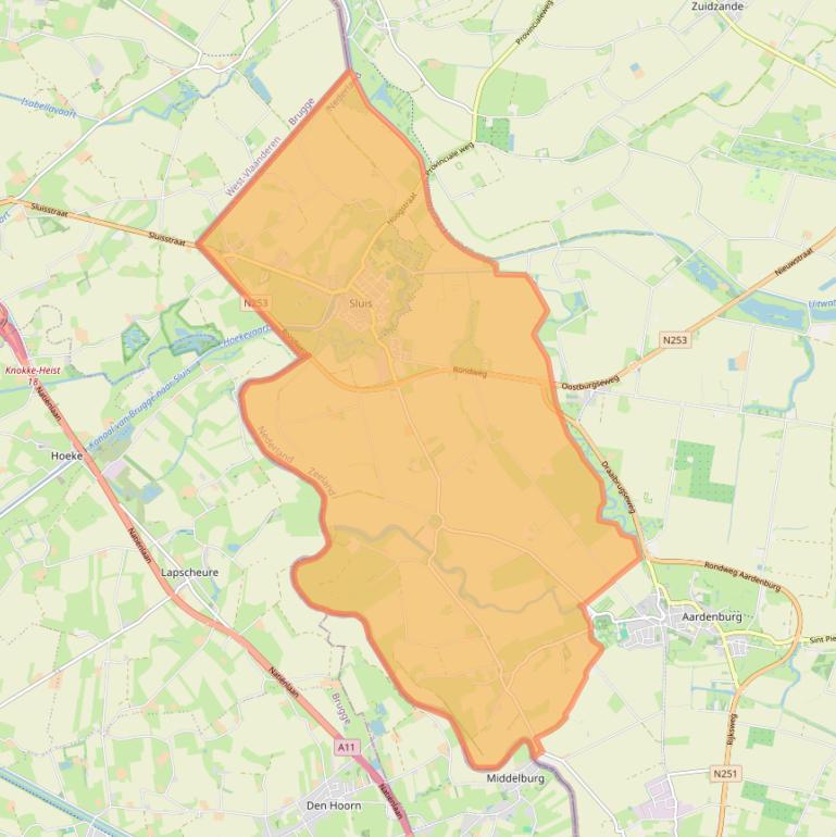 Kaartafbeelding, ingezoomd op postcodegebied 4524.