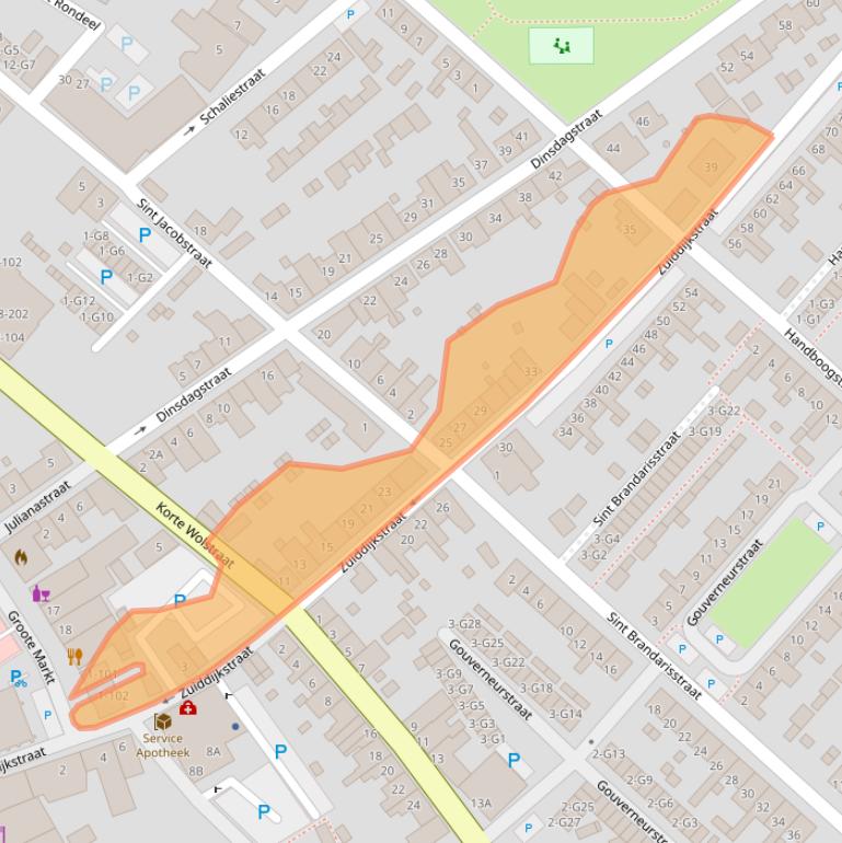 Kaart van postcodegebied 4524AP.