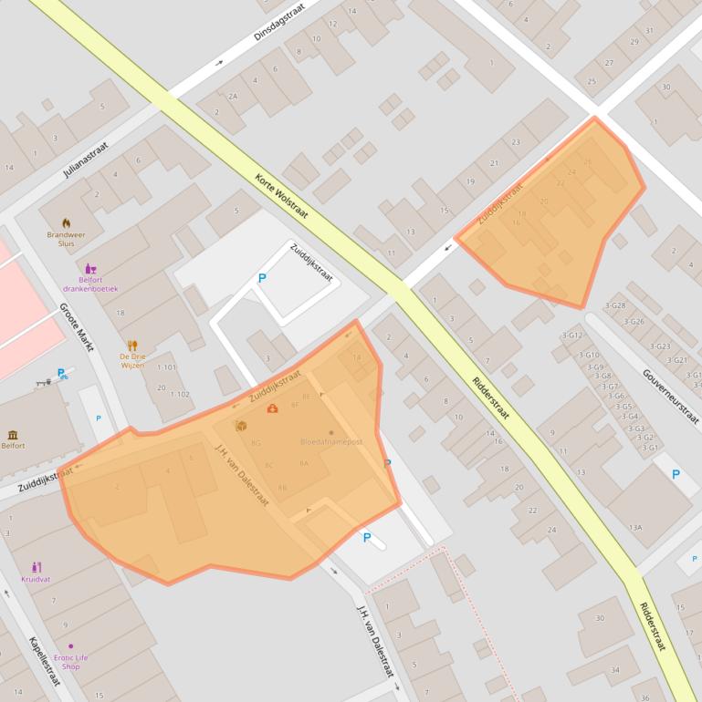 Kaart van postcodegebied 4524AR.