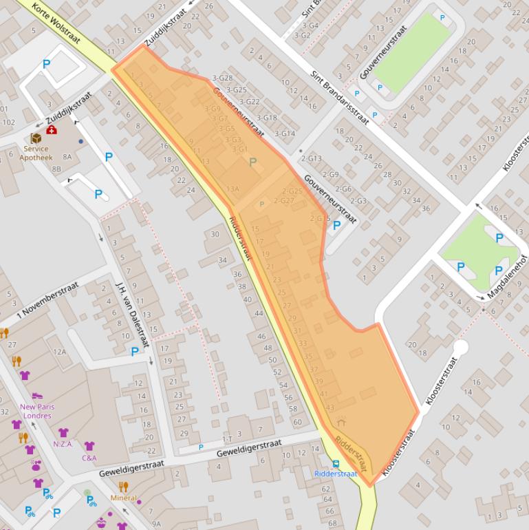Kaart van postcodegebied 4524BP.