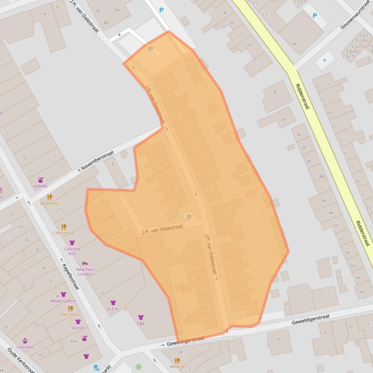 Kaart van postcodegebied 4524BW.