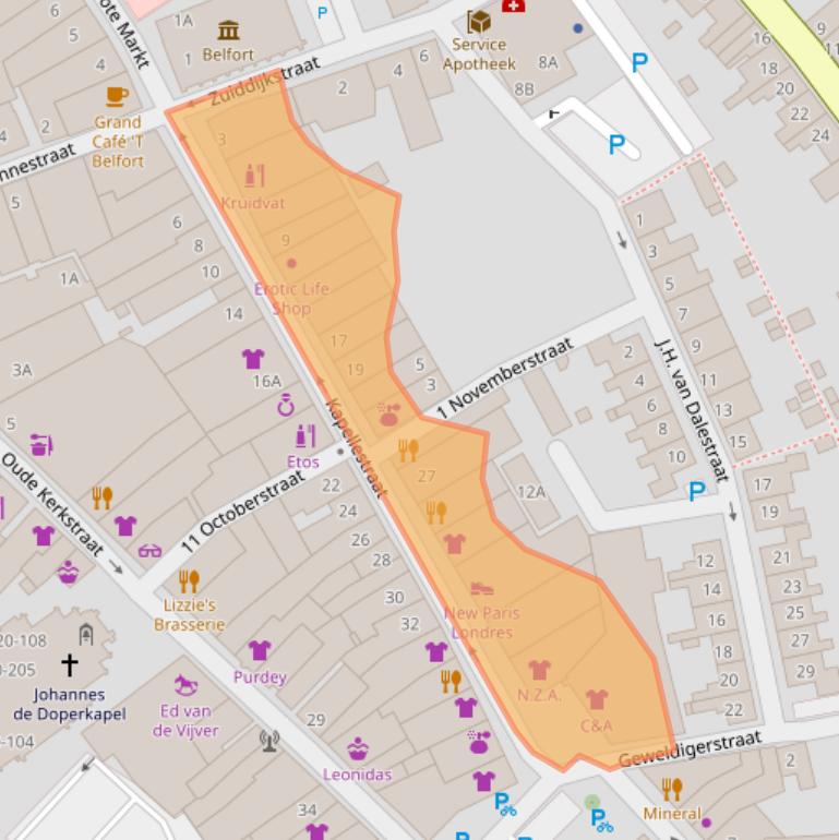 Kaart van postcodegebied 4524CW.