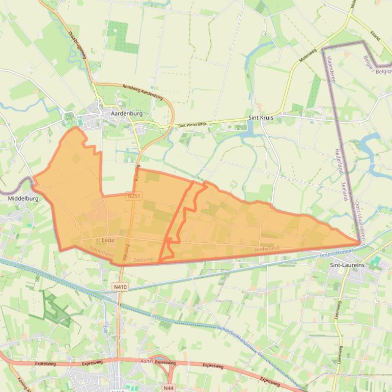 Kaart van postcodegebied 4529.