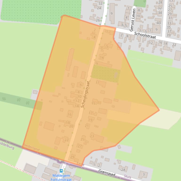 Kaart van postcodegebied 4529GK.