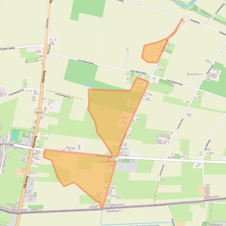 Kaart van postcodegebied 4529JJ.