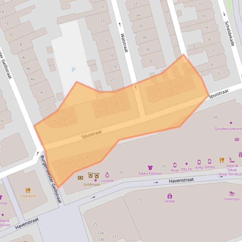 Kaart van postcodegebied 4531DB.