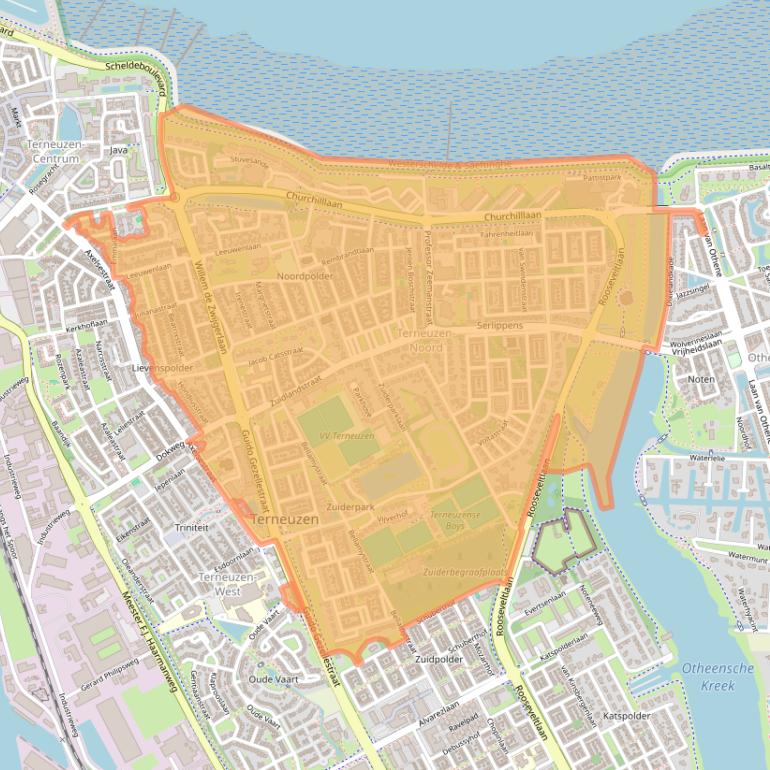 Kaart van postcodegebied 4532.