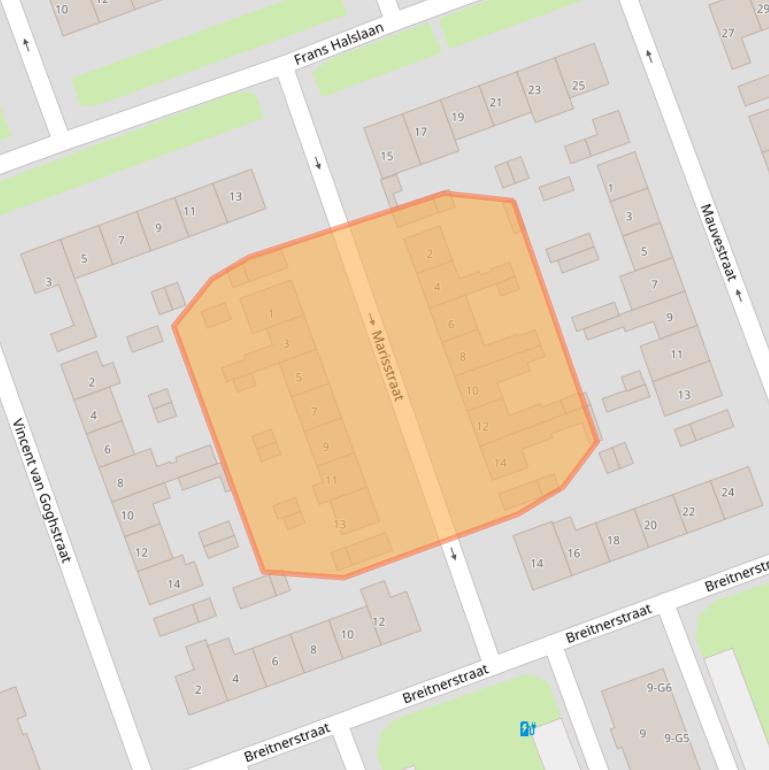 Kaart van postcodegebied 4532GX.