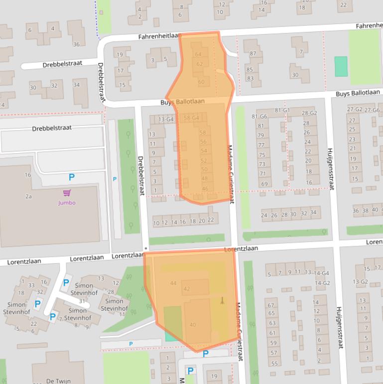 Kaart van postcodegebied 4532JZ.