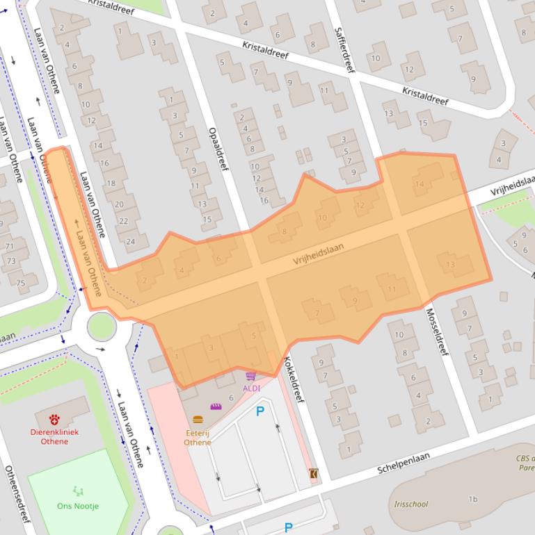 Kaart van postcodegebied 4533AA.