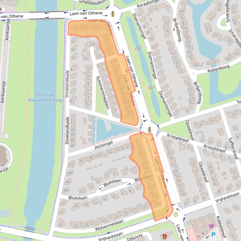 Kaart van postcodegebied 4533AJ.