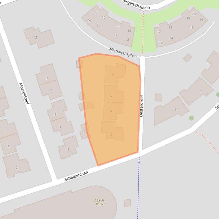 Kaart van postcodegebied 4533DG.