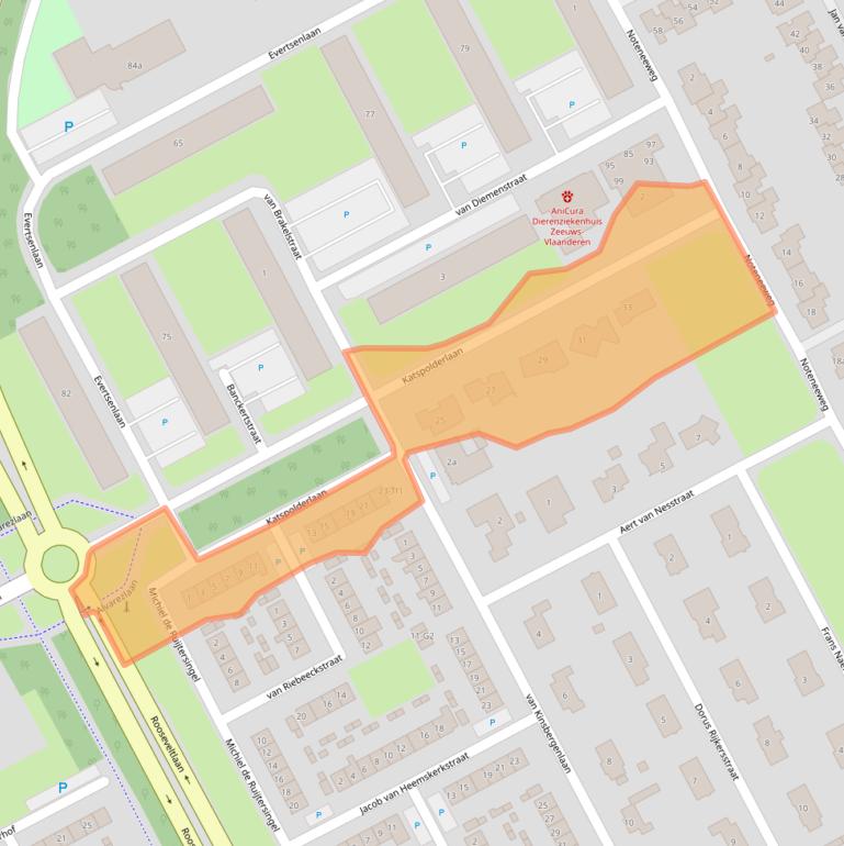 Kaart van postcodegebied 4535AV.