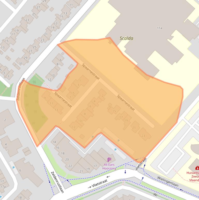 Kaart van postcodegebied 4535GS.