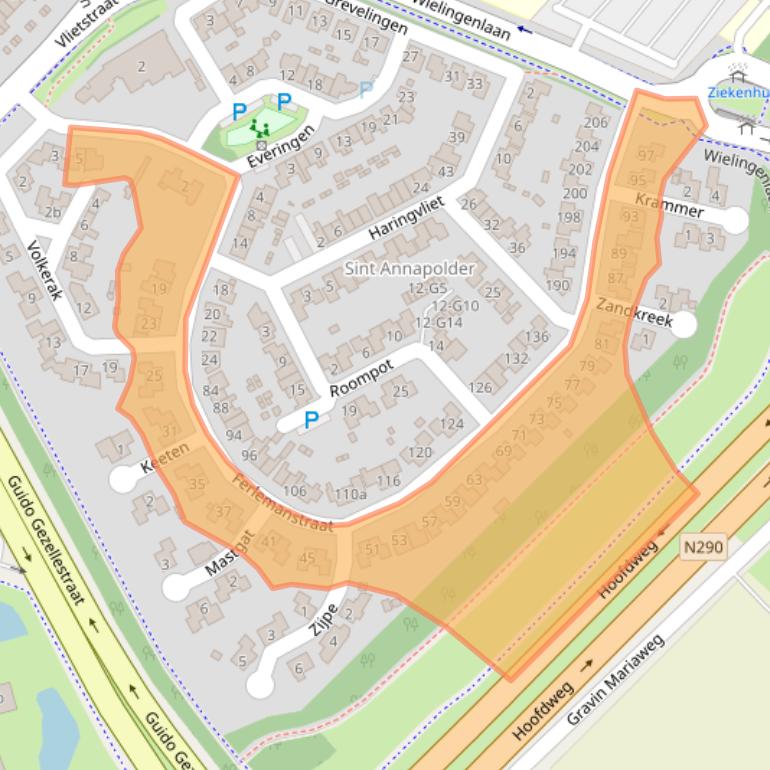 Kaart van postcodegebied 4535JB.