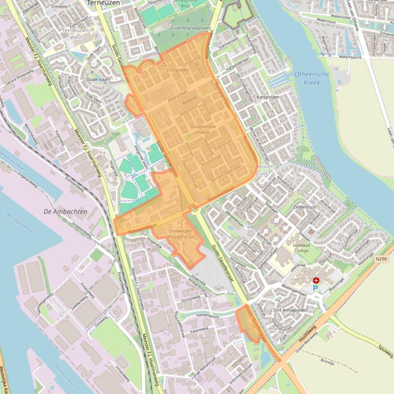 Kaart van postcodegebied 4536.