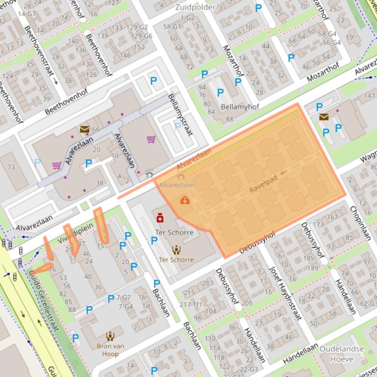 Kaart van postcodegebied 4536BA.