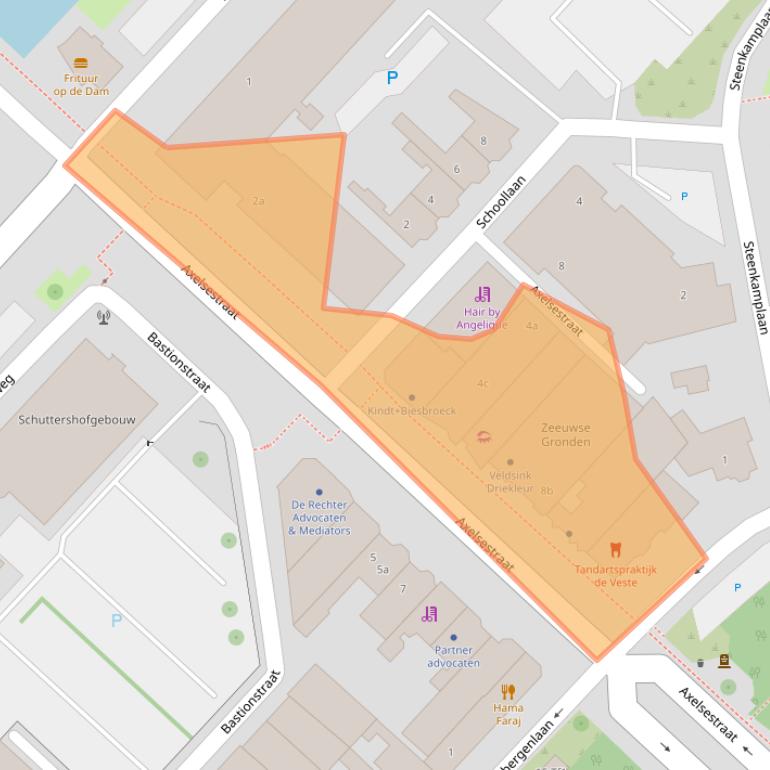 Kaart van postcodegebied 4537AJ.