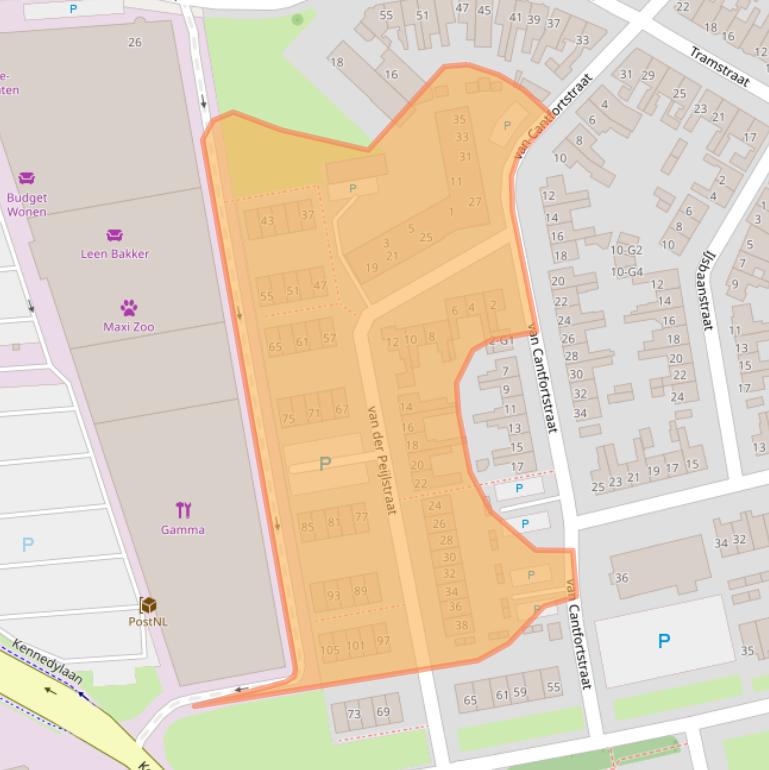 Kaart van postcodegebied 4537PL.