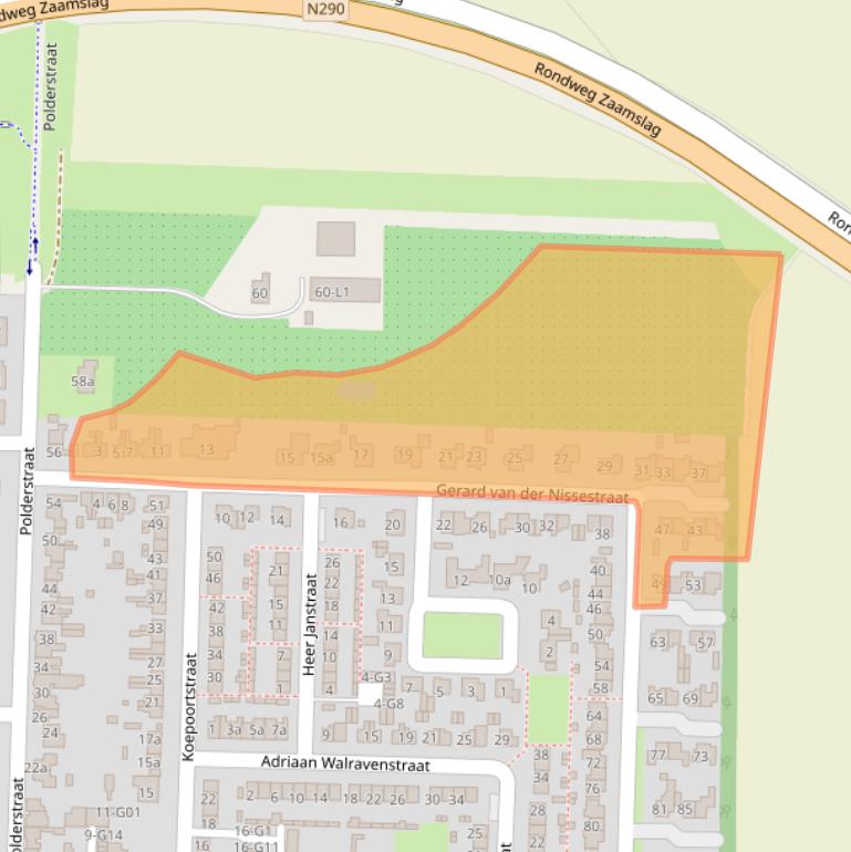 Kaart van postcodegebied 4543AD.