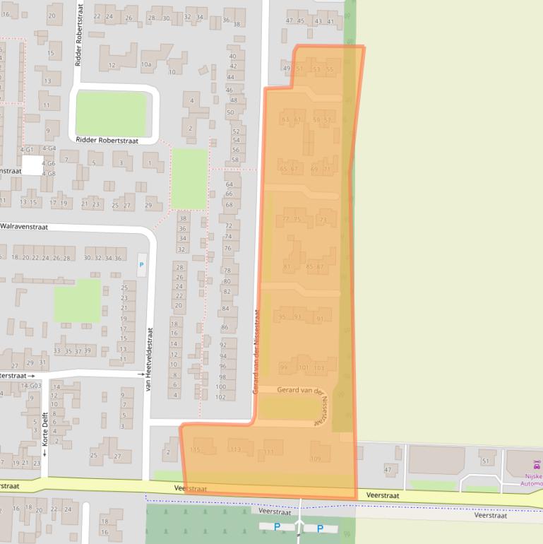 Kaart van postcodegebied 4543AH.