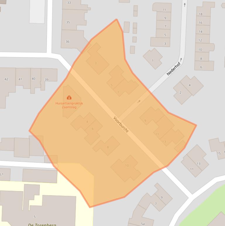 Kaart van postcodegebied 4543AZ.