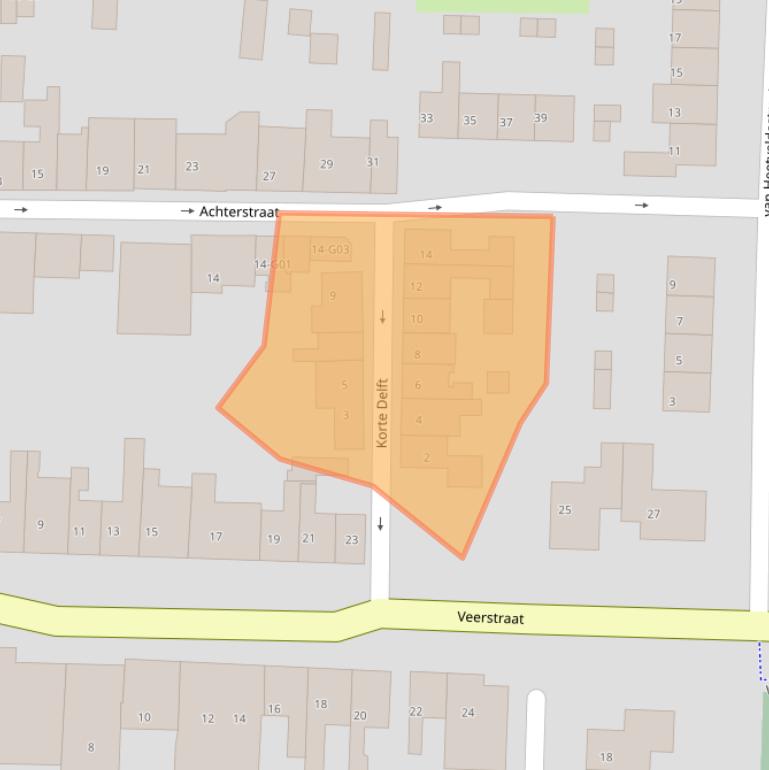 Kaart van postcodegebied 4543BC.