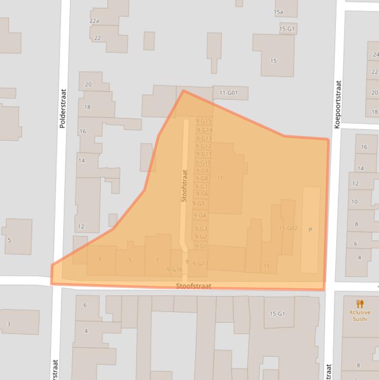 Kaart van postcodegebied 4543BE.