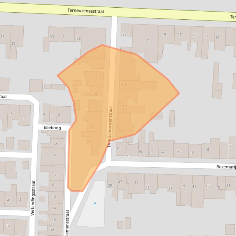 Kaart van postcodegebied 4543BS.