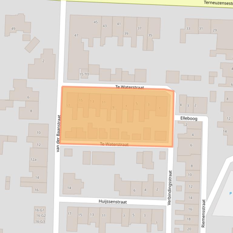 Kaart van postcodegebied 4543BZ.