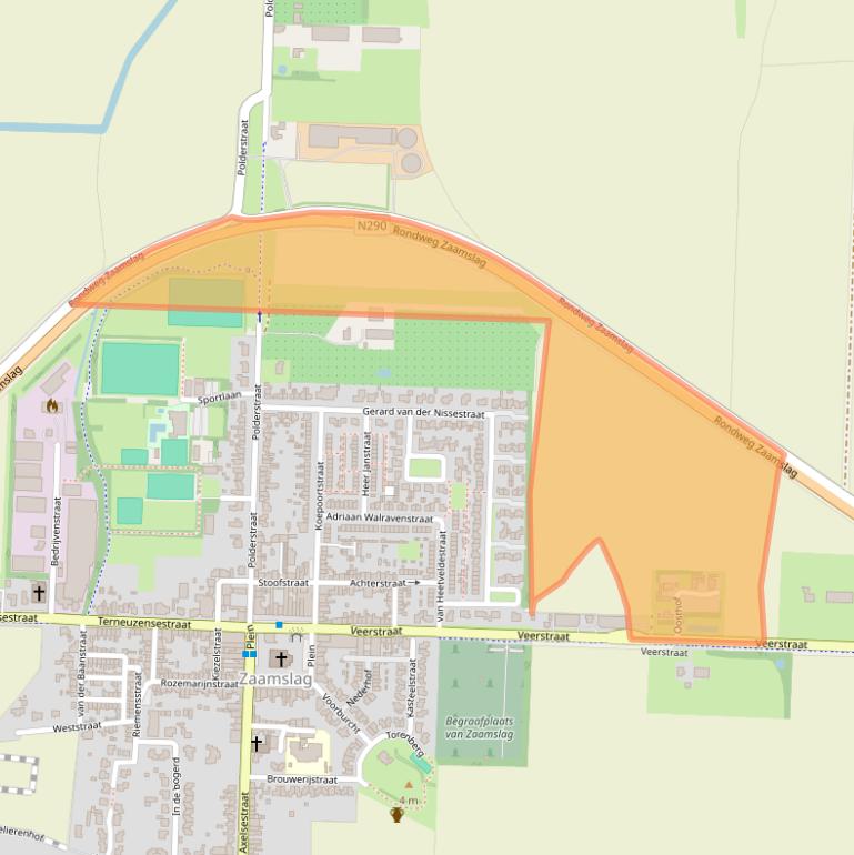 Kaart van postcodegebied 4543NX.