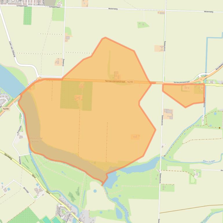 Kaart van postcodegebied 4543RR.