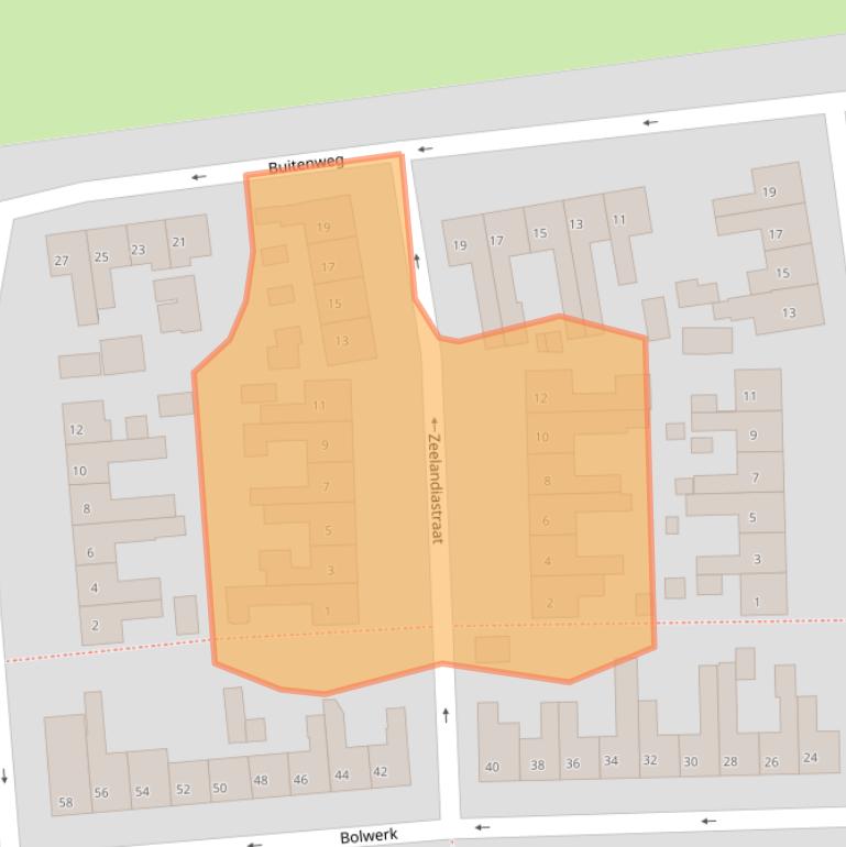 Kaart van postcodegebied 4551AD.