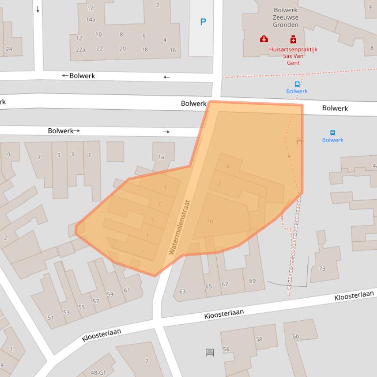 Kaart van postcodegebied 4551AS.