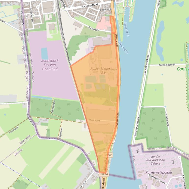 Kaart van postcodegebied 4551BV.