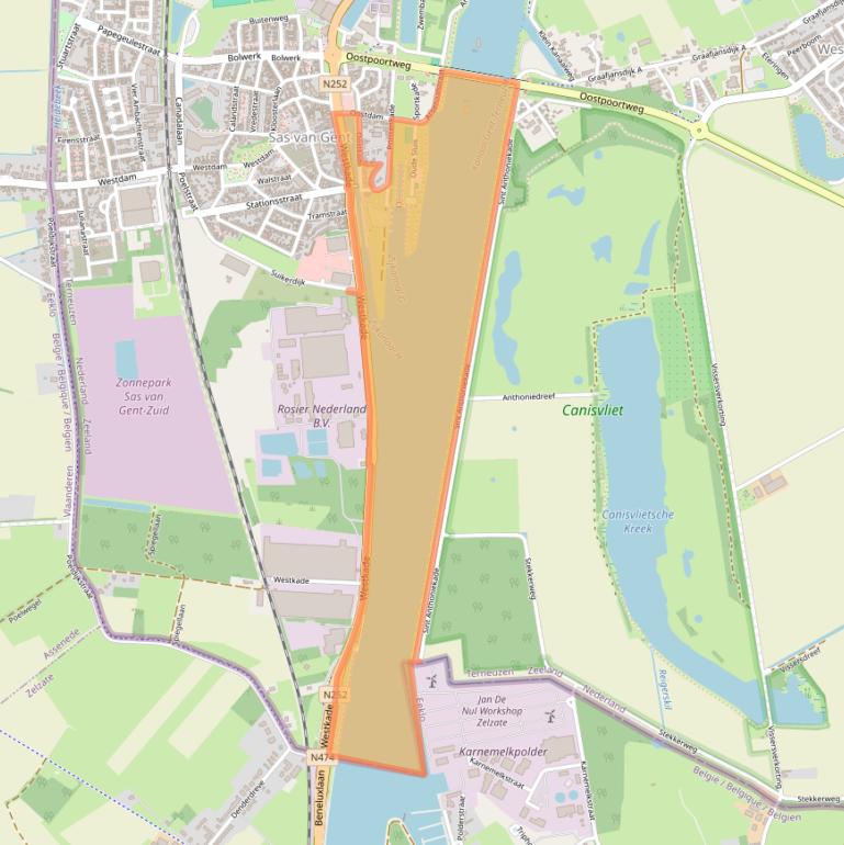 Kaart van postcodegebied 4551CM.