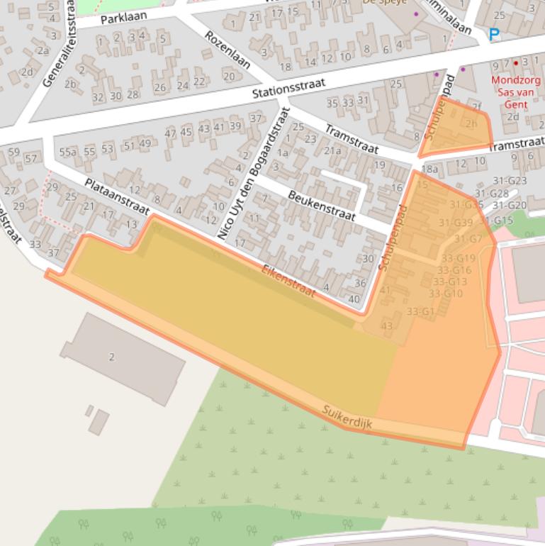 Kaart van postcodegebied 4551EE.