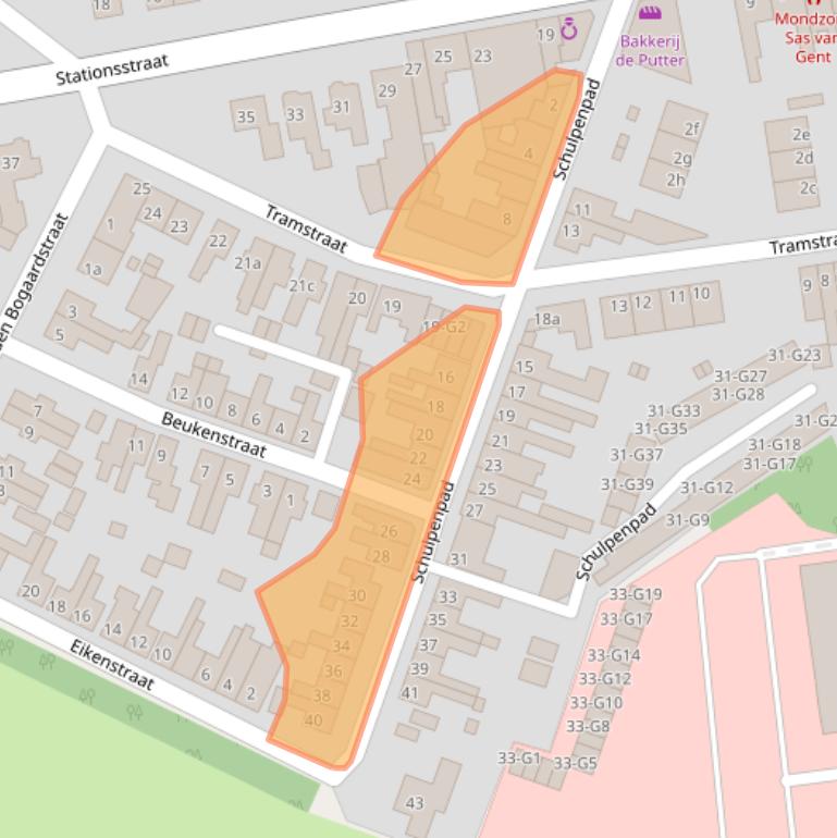 Kaart van postcodegebied 4551EG.