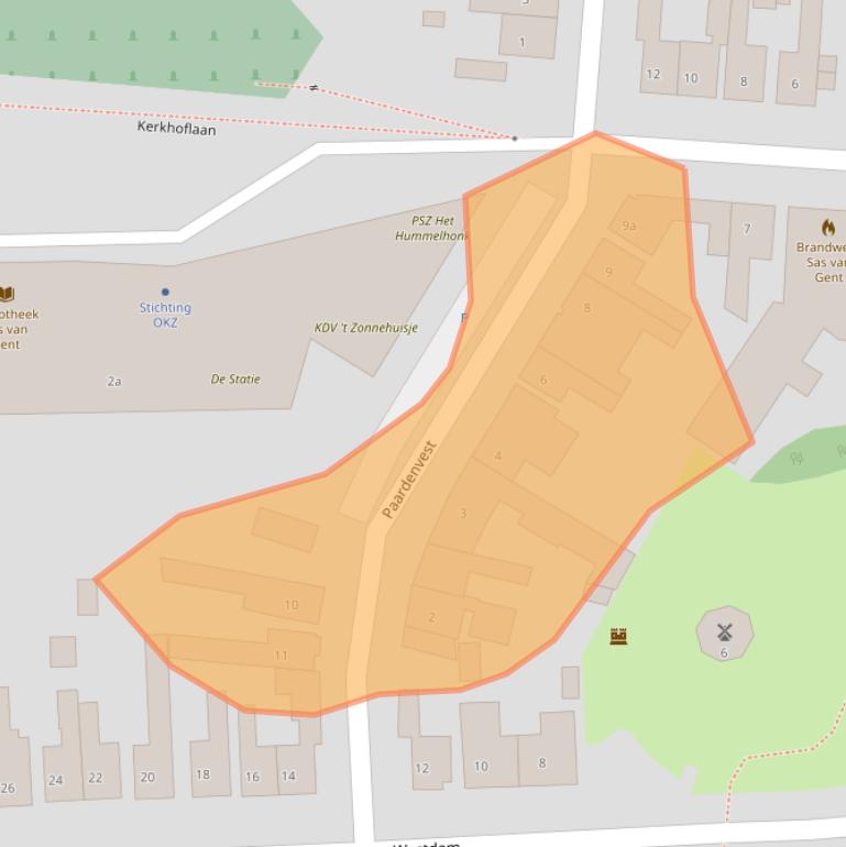 Kaart van postcodegebied 4551EZ.