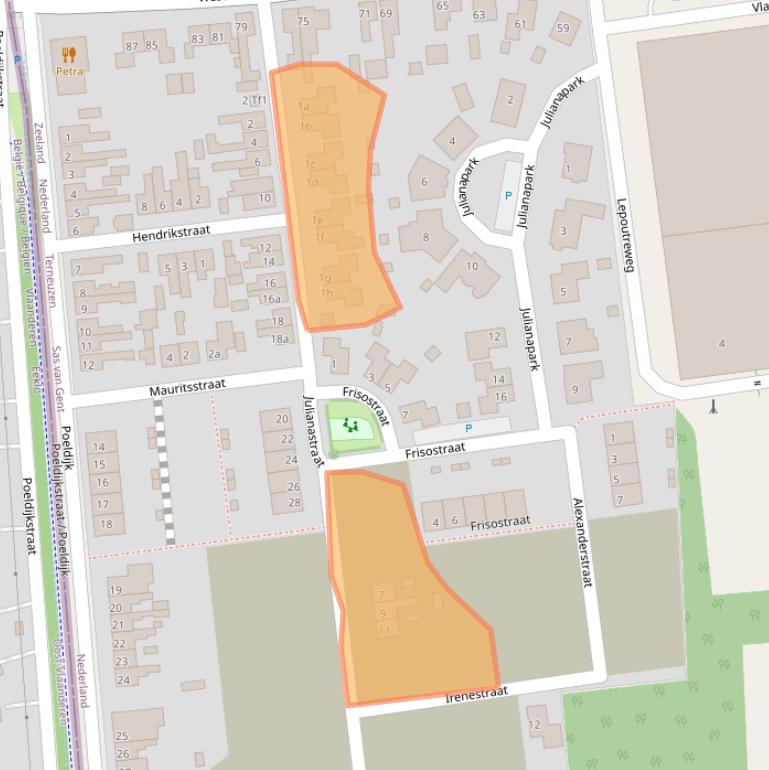 Kaart van postcodegebied 4551GG.