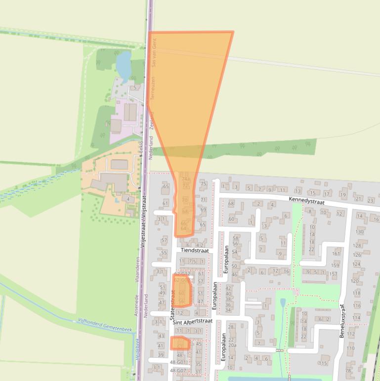 Kaart van postcodegebied 4551VZ.