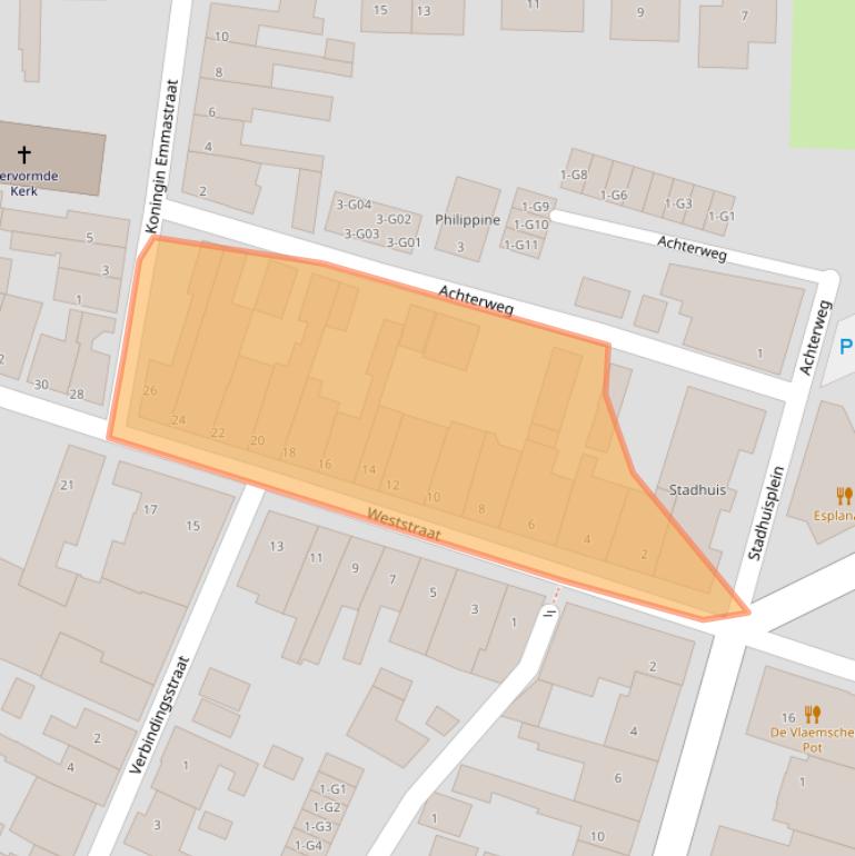 Kaart van postcodegebied 4553AJ.