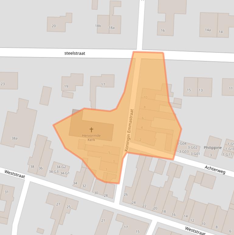 Kaart van postcodegebied 4553AZ.