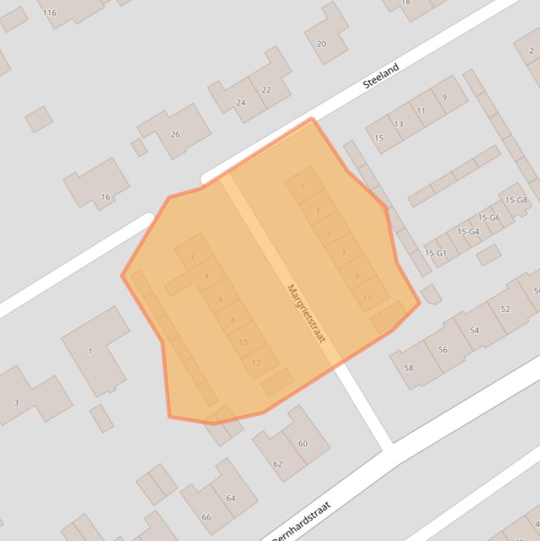 Kaart van postcodegebied 4554AZ.