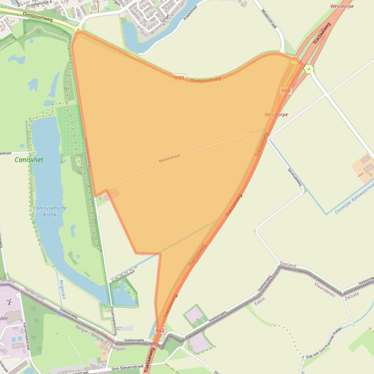 Kaart van postcodegebied 4554KZ.