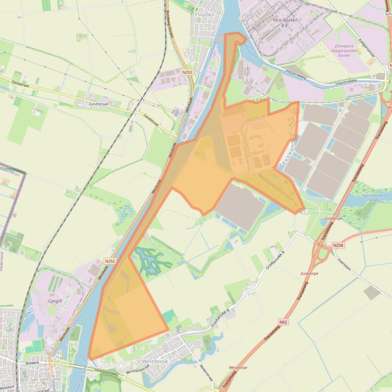 Kaart van postcodegebied 4554MB.