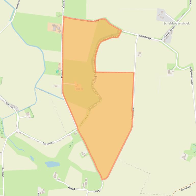 Kaart van postcodegebied 4561RX.