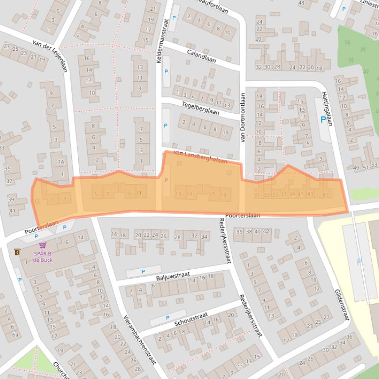 Kaart van postcodegebied 4561ZL.